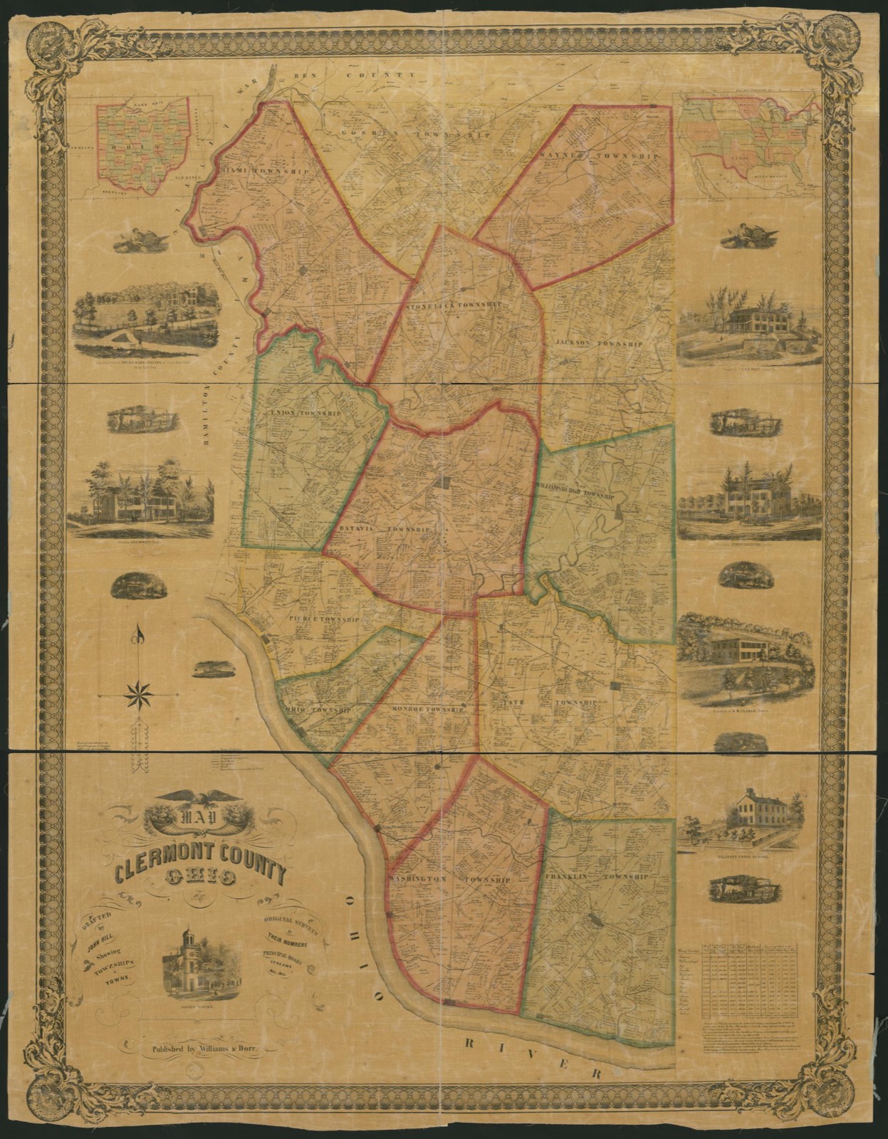 Land ownership map, 1857 - Map of Clermont County, Ohio