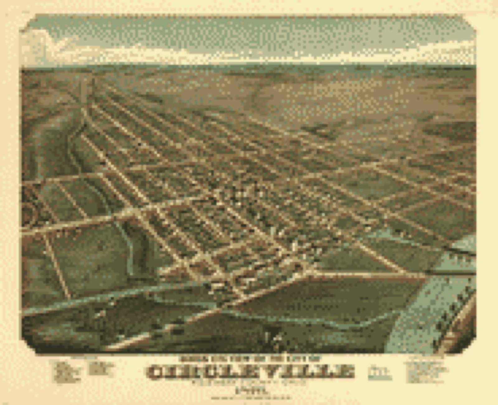Bird's-eye view, 1876 - Birds eye view of the city of Circleville, Pickaway County, Ohio 1876