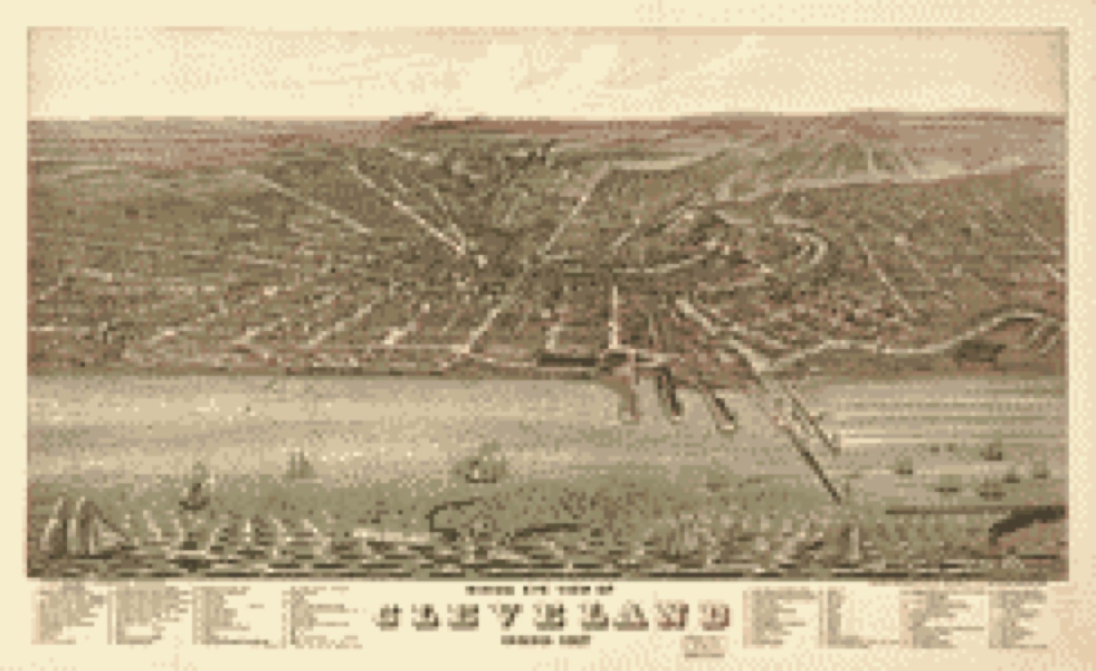Bird's-eye view, 1877 - Birds eye view of Cleveland, Ohio 1877