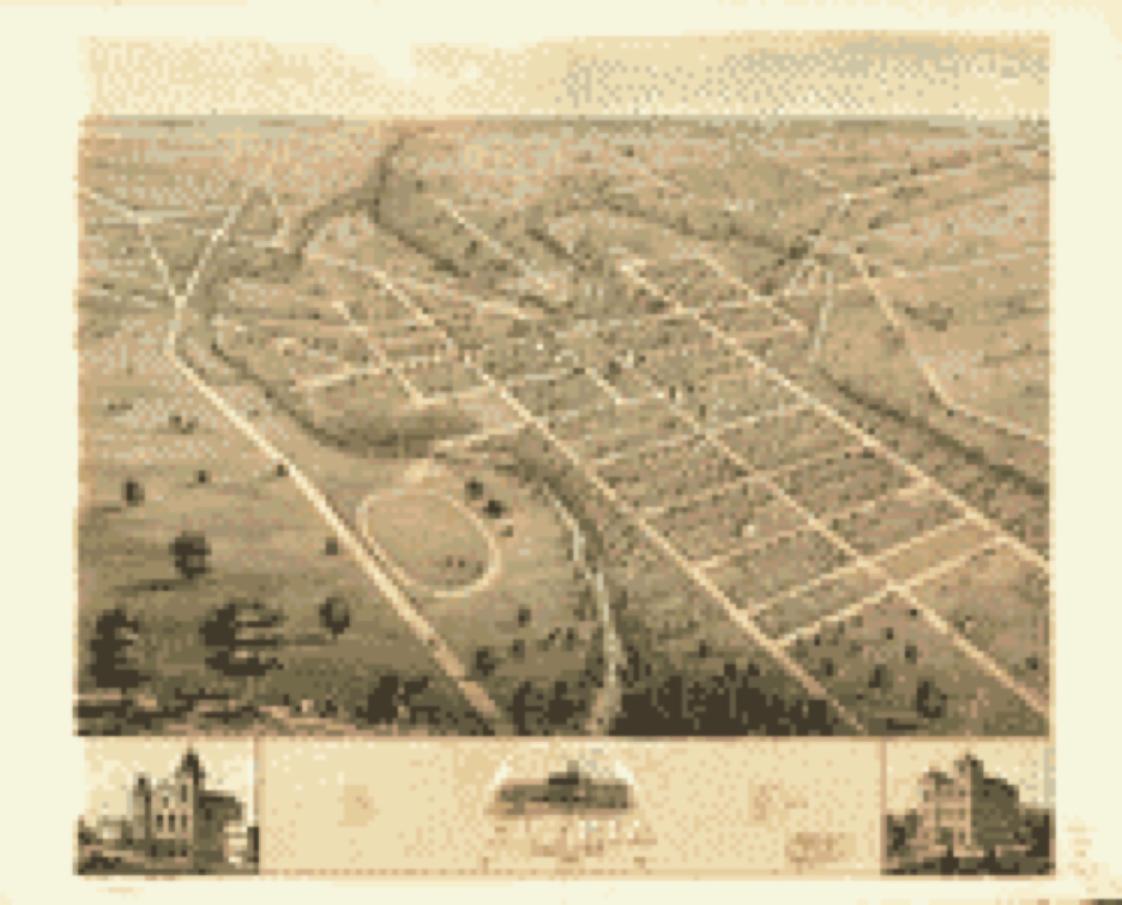 Bird's-eye view, 1868 - Bird's eye view of the town of Elyria, Lorain Co., Ohio 1868