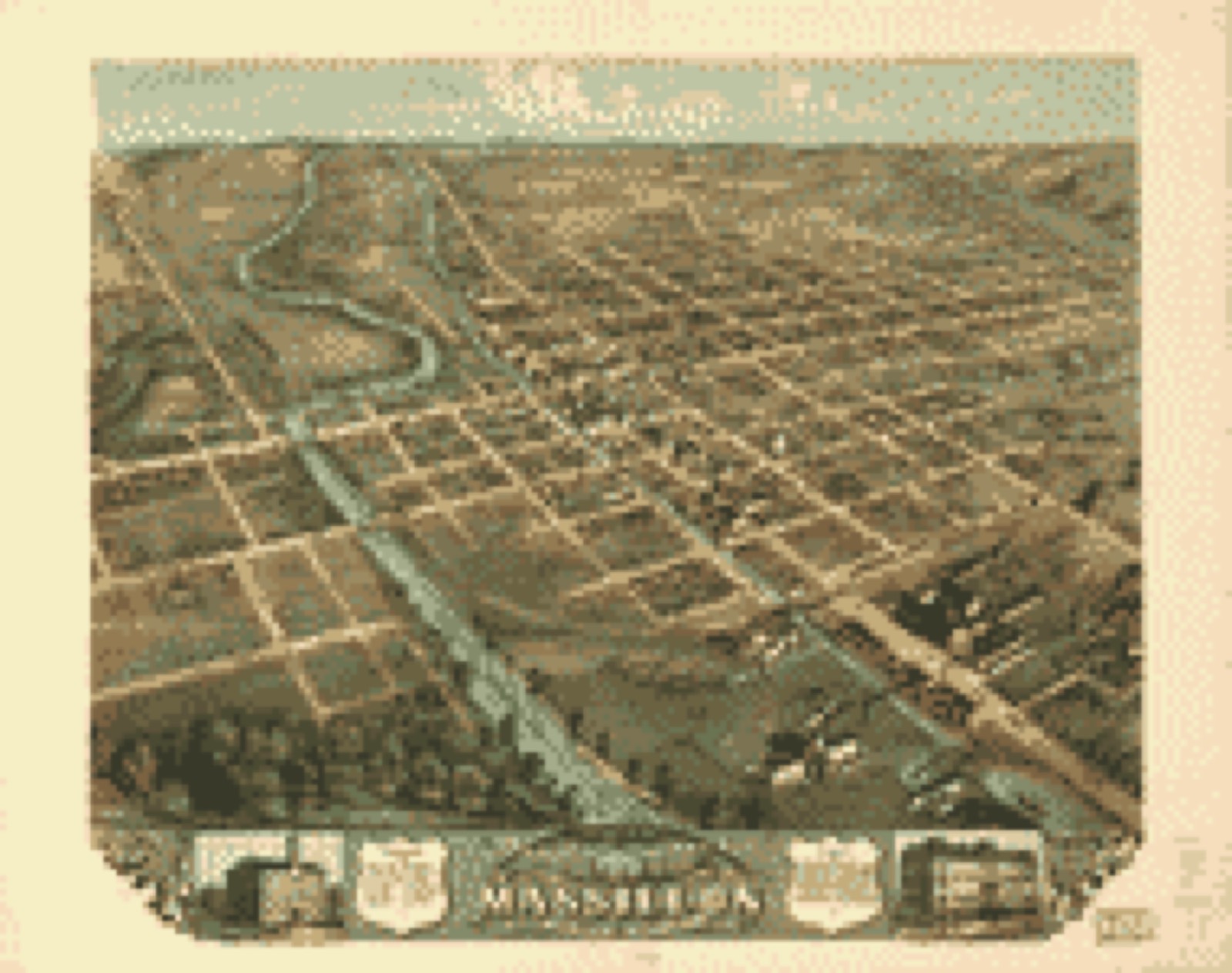 Bird's-eye view, 1870 - Bird's eye view of Massillon, Stark County, Ohio 1870