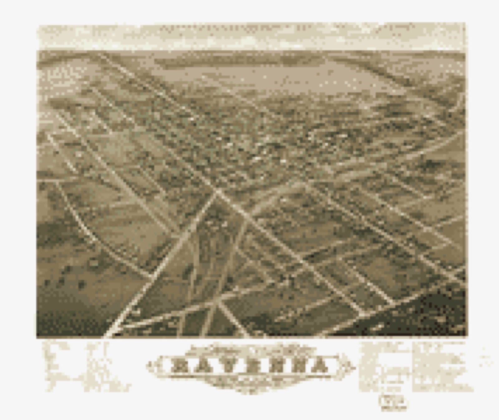 Bird's-eye view, 1882 - Panoramic view of the city of Ravenna, county seat of Portage Co., Ohio 1882
