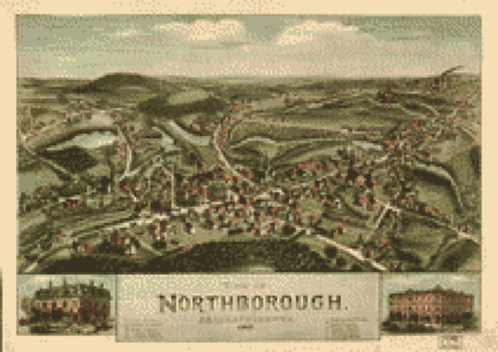 Bird's-eye view, 1887 - View of Northborough, Massachusetts, 1887