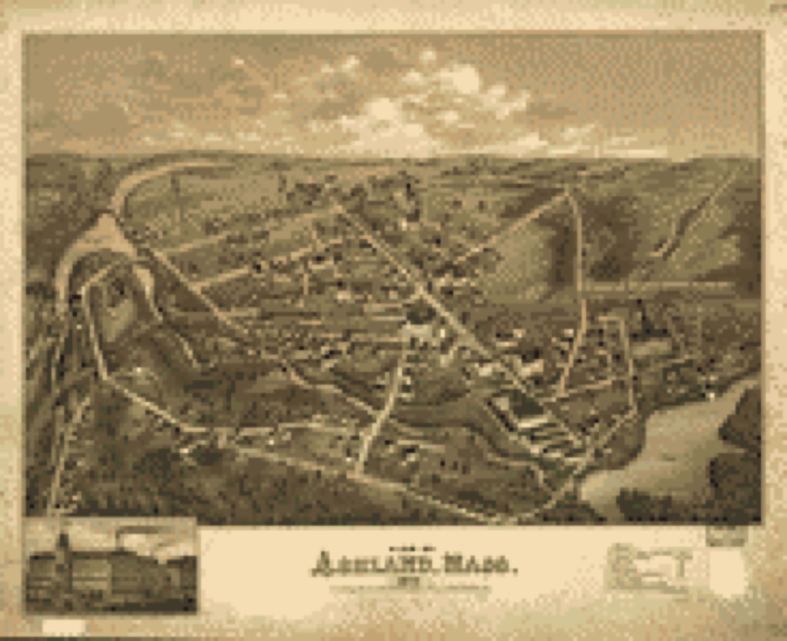 Bird's-eye view, 1878 - View of Ashland, Mass. 1878