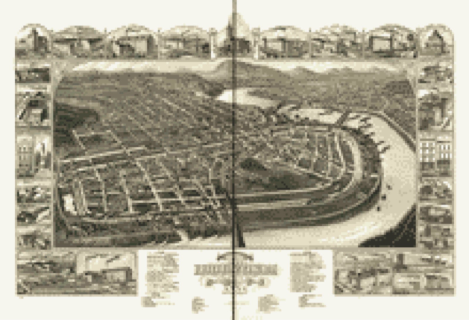 Bird's-eye view, 1881 - Bird's eye view of the 1881 city of Holyoke, and village of South Hadley Falls, Mass