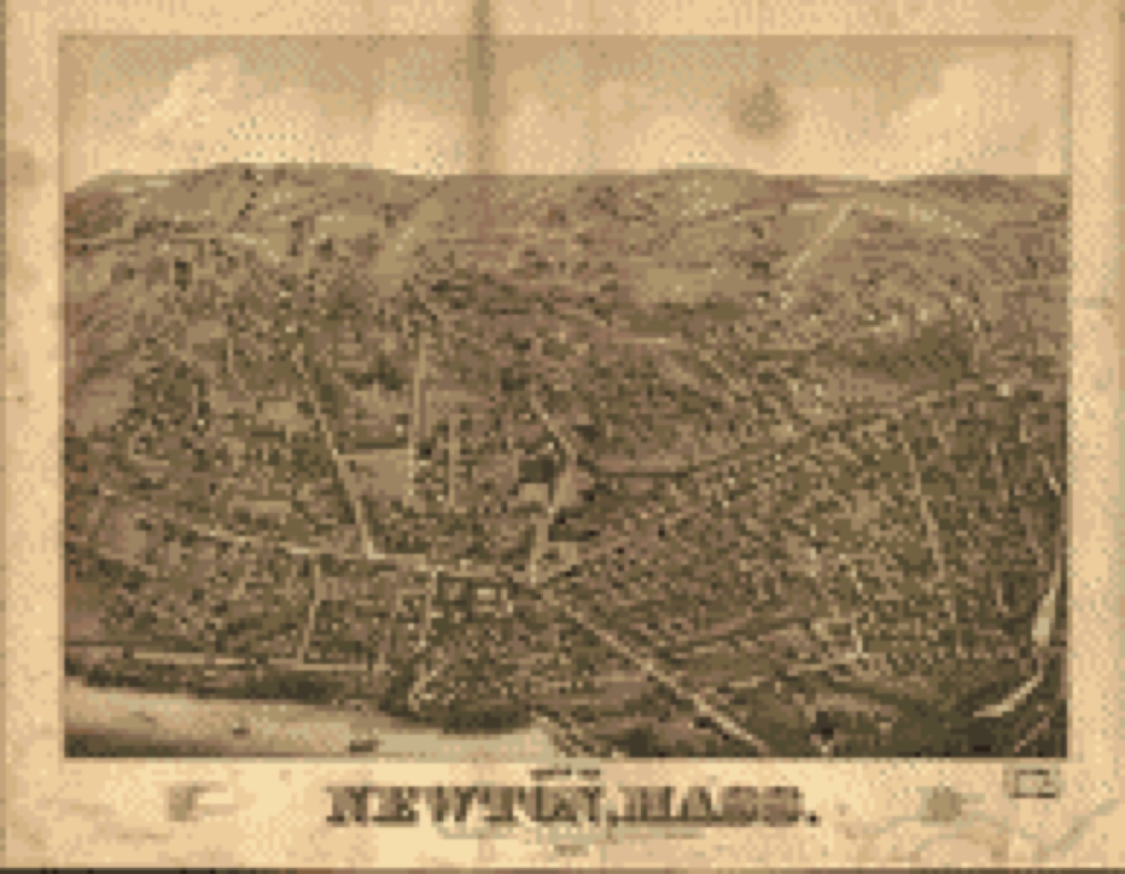 Bird's-eye view, 1878 - View of Newton, Mass. : comprising wards 1 & 7 & environs of the city of Newton