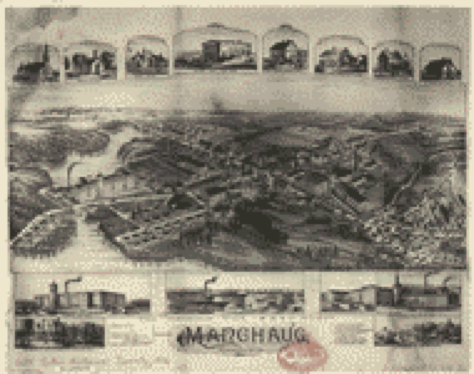 Bird's-eye view, 1891 - Manchaug, Massachusetts