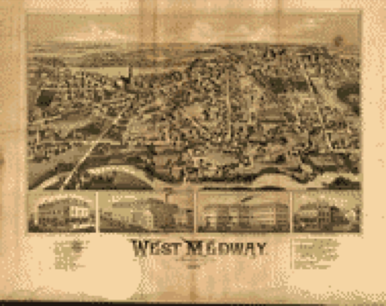 Bird's-eye view, 1887 - West Medway, Massachusetts