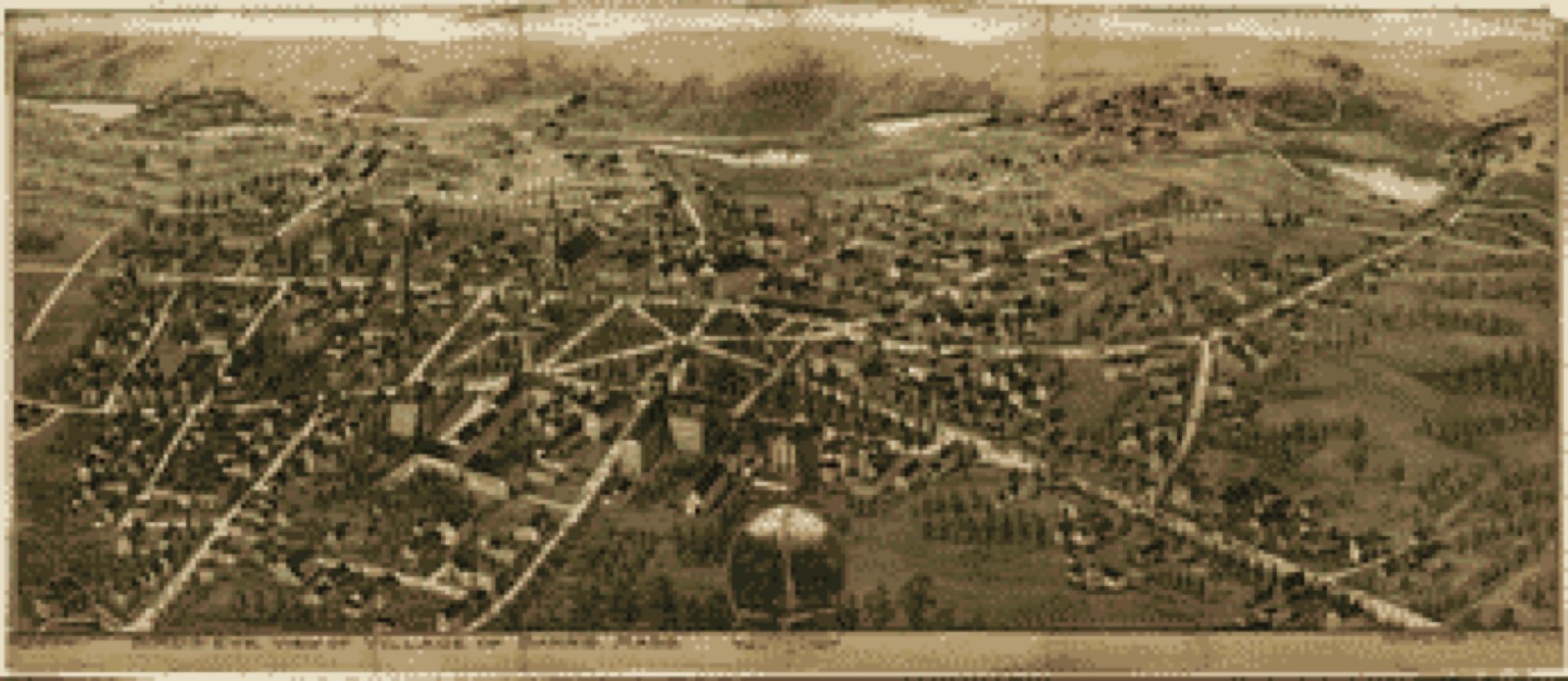 Bird's-eye view, 1890 - Bird's-eye view of village of Barre, Mass