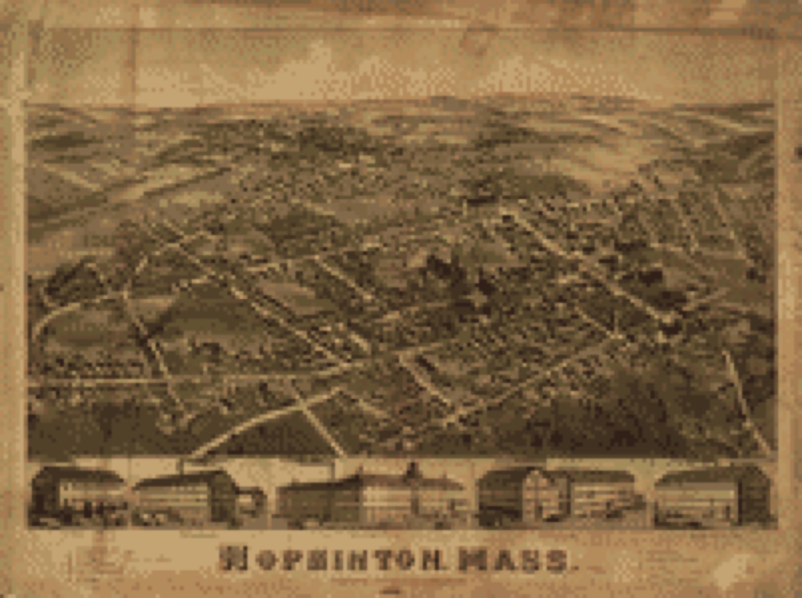 Bird's-eye view, 1880 - Hopkinton, Mass