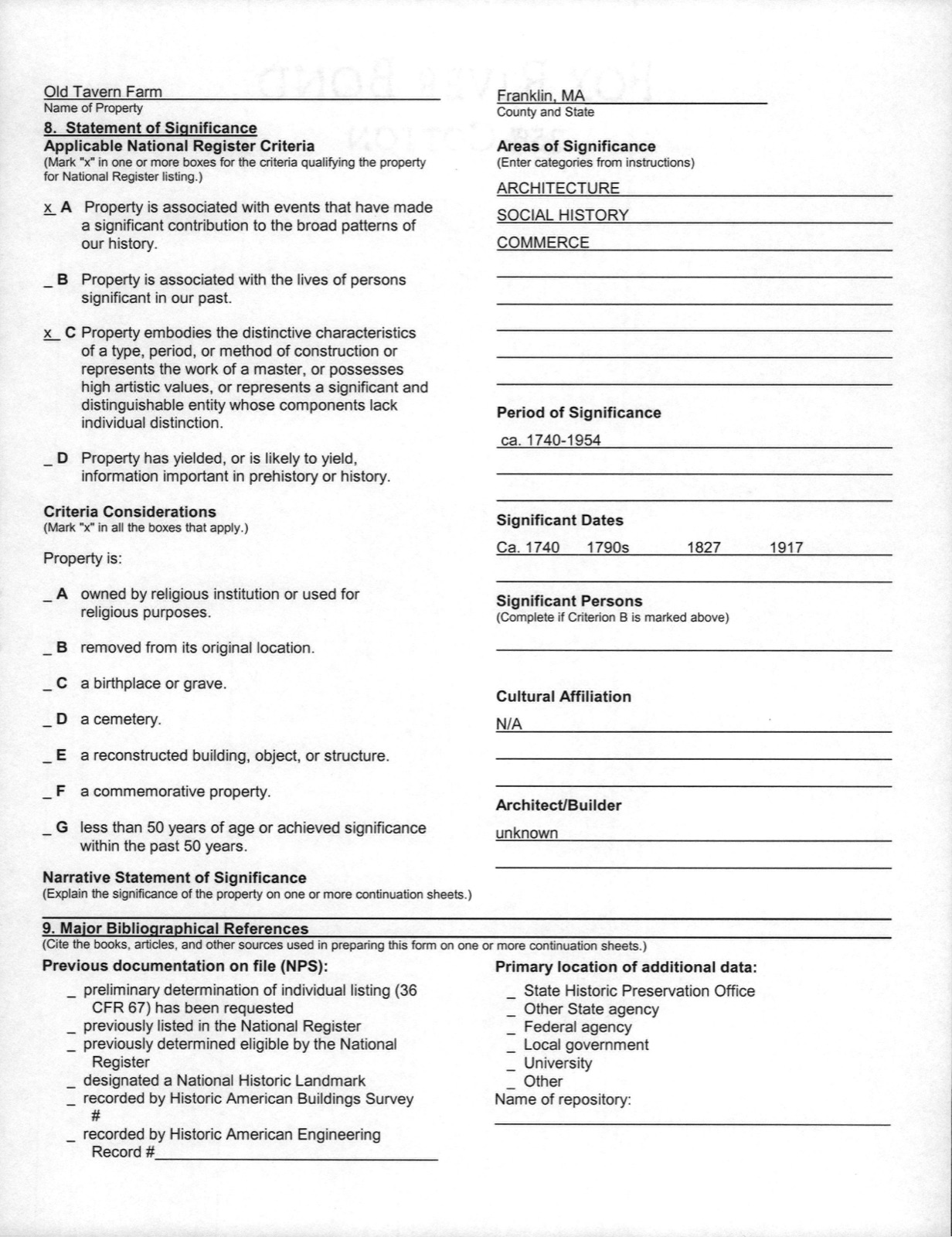 Tavern Farm, Old, photograph from the federal nomination