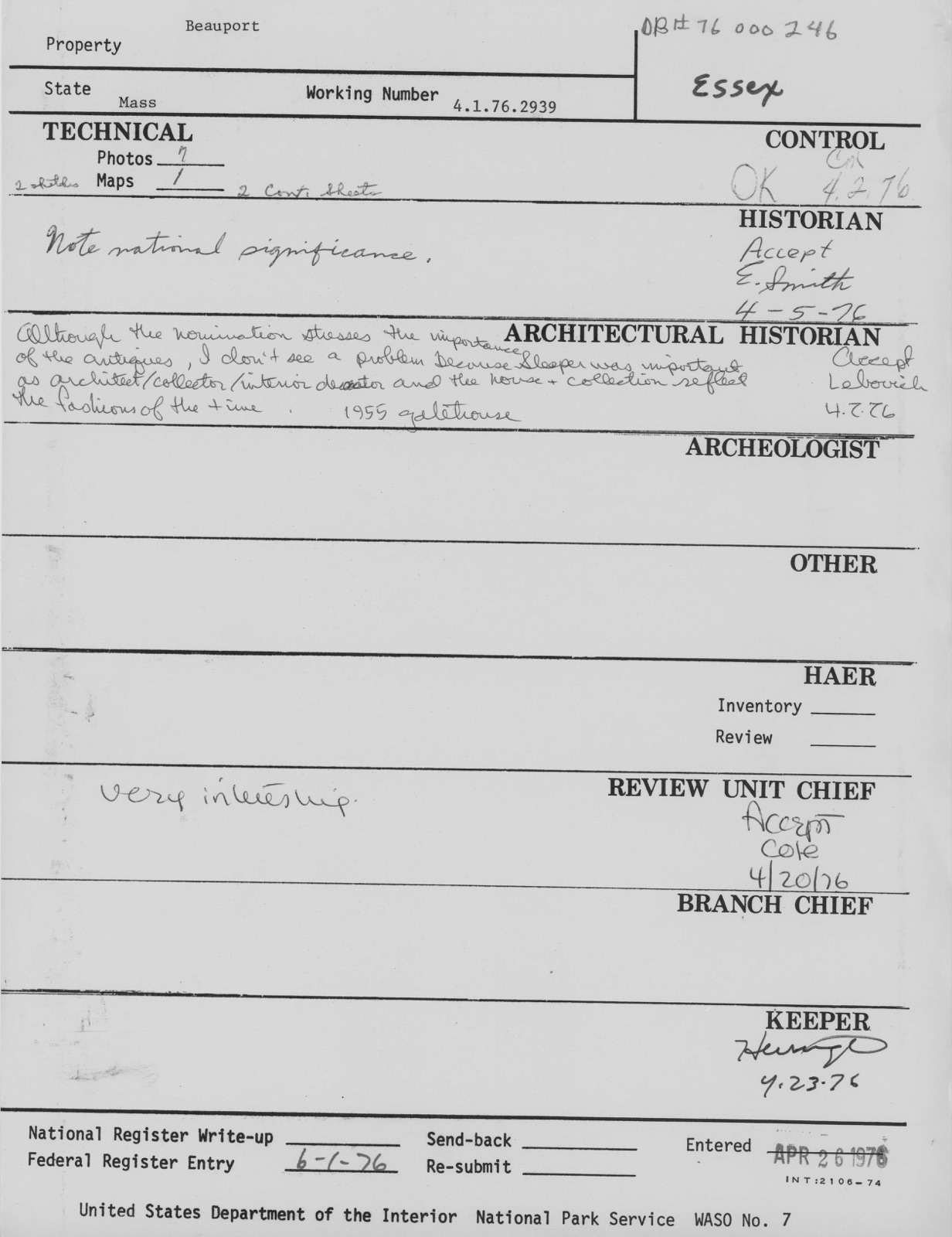 Beauport, photograph from the federal nomination