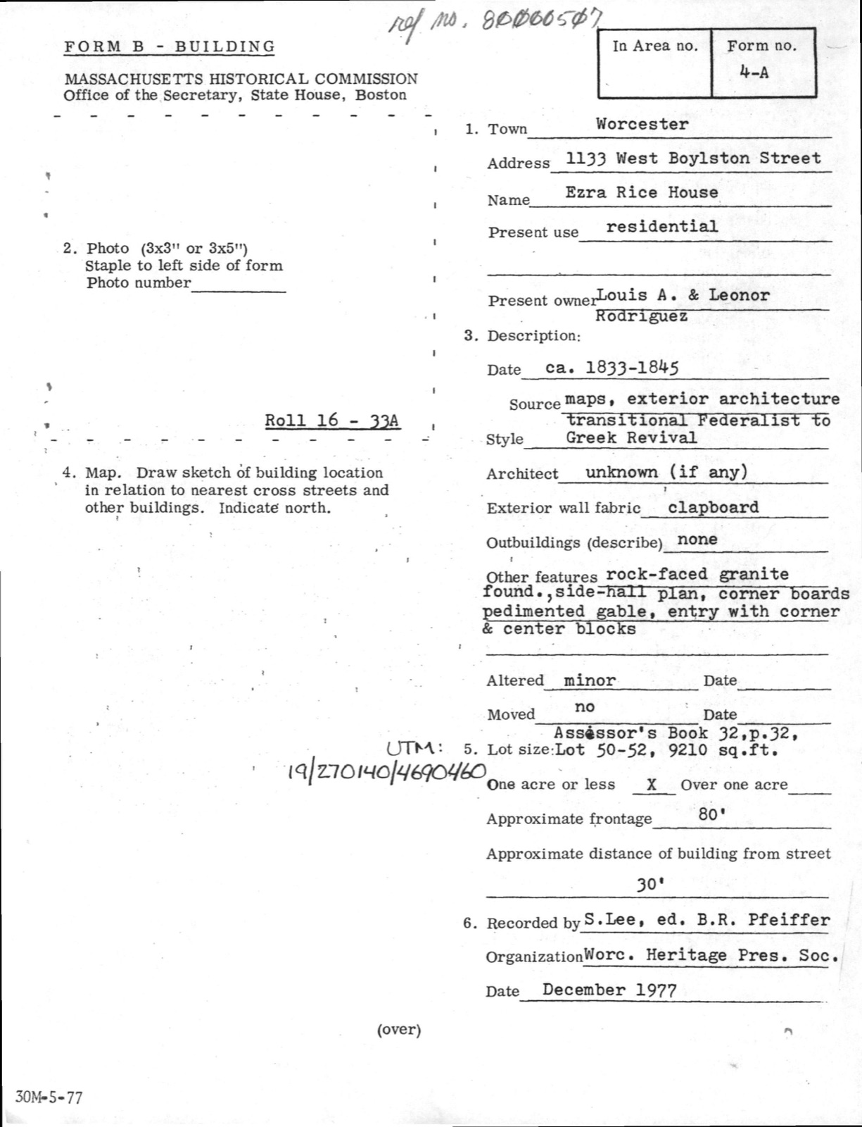 Rice, Ezra, House, photograph from the federal nomination