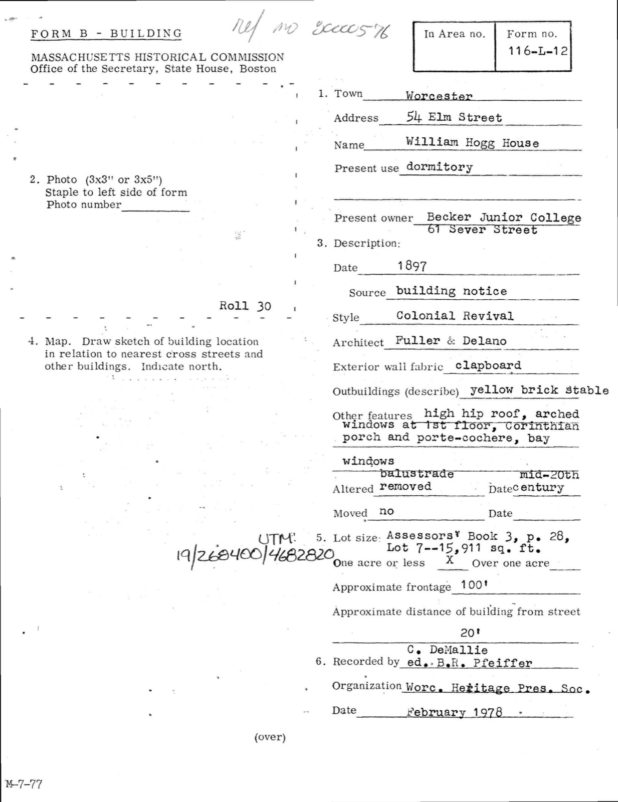 Hogg, William, House, photograph from the federal nomination