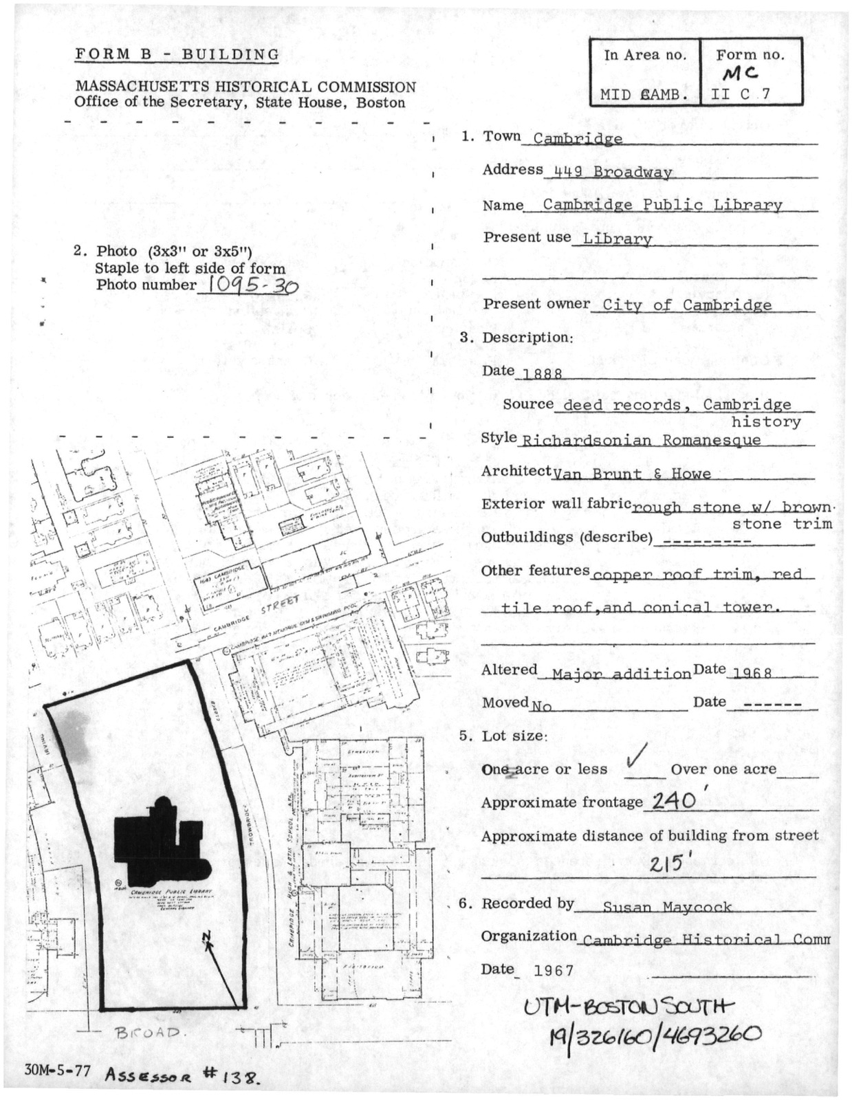 Cambridge Public Library, photograph from the federal nomination