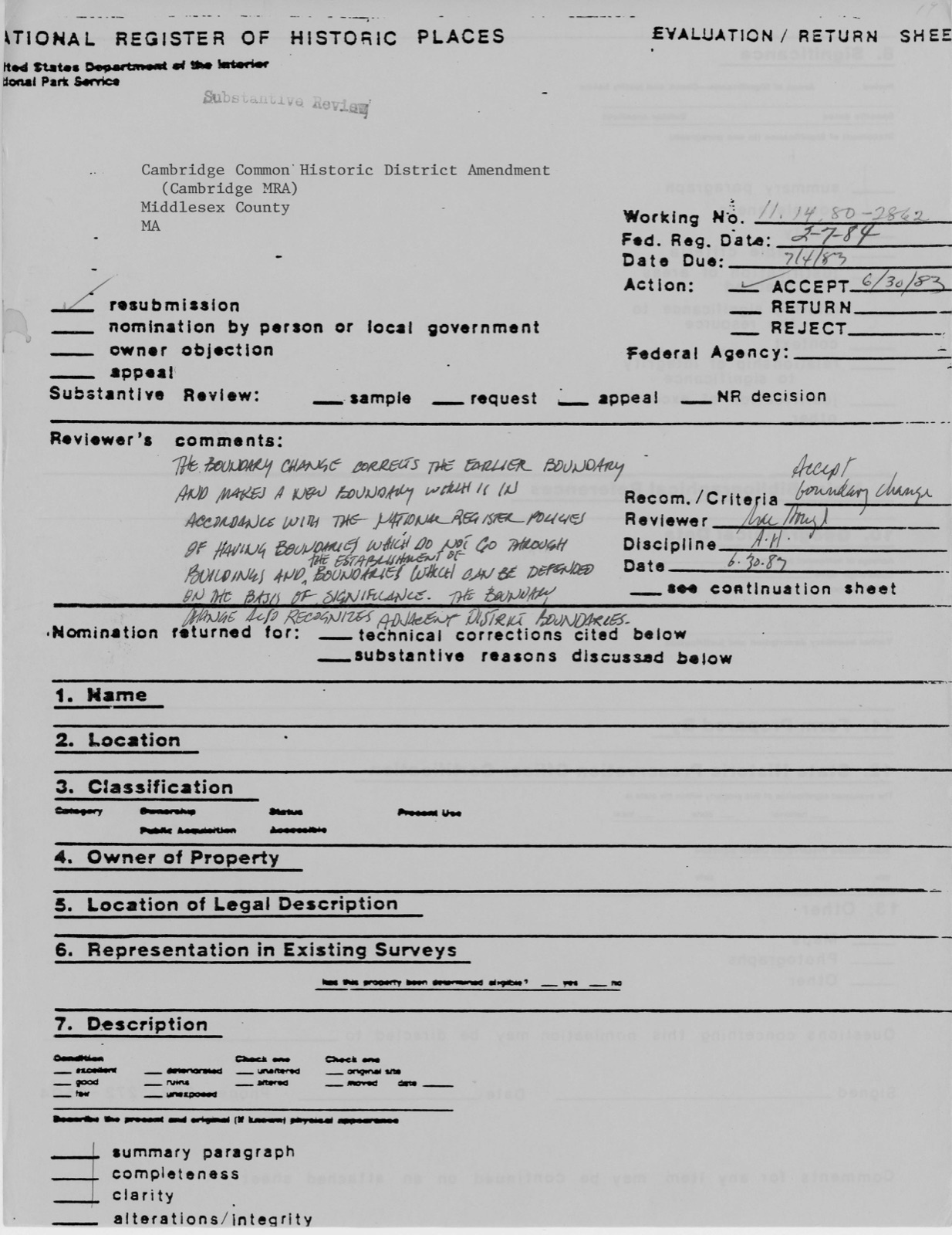 Cambidge Common Historic District Amendment, photograph from the federal nomination