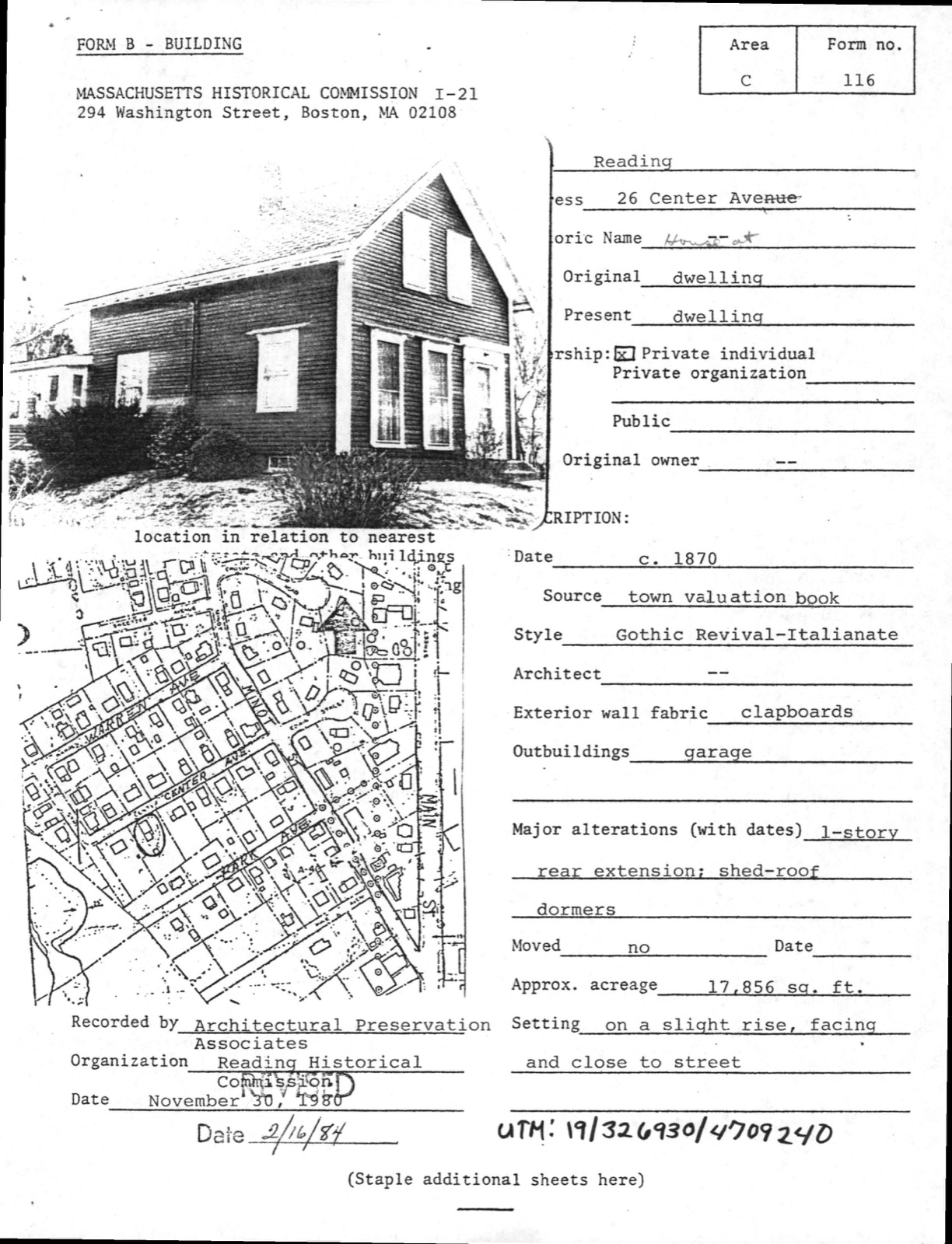 House at 26 Center Avenue, photograph from the federal nomination