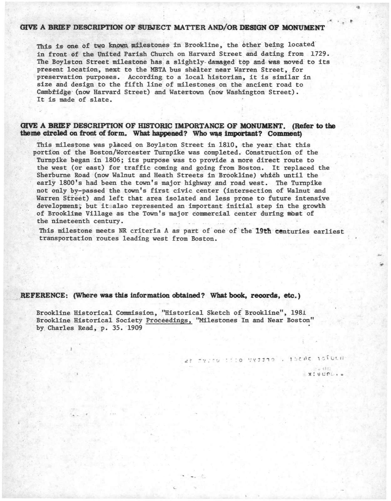 Milestone, photograph from the federal nomination