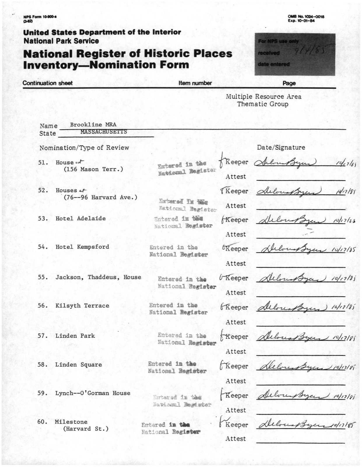 Milestone, photograph from the federal nomination