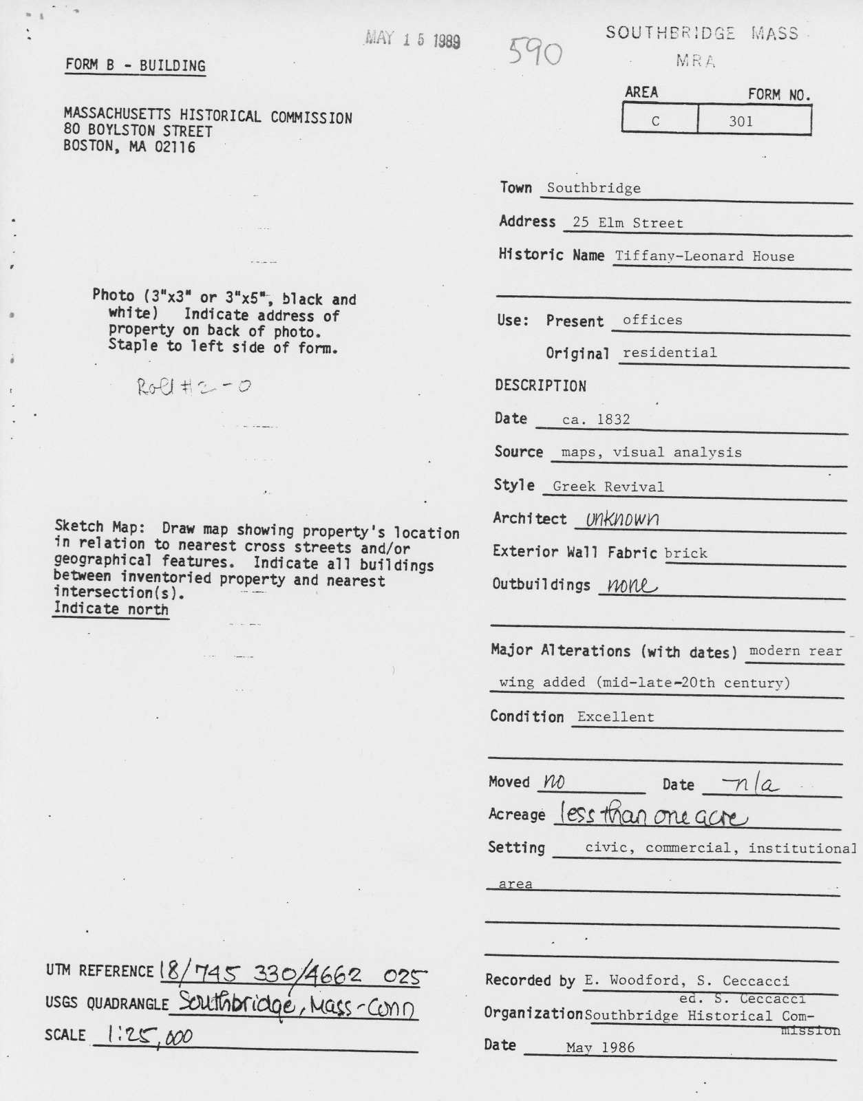 Tiffany--Leonard House, photograph from the federal nomination