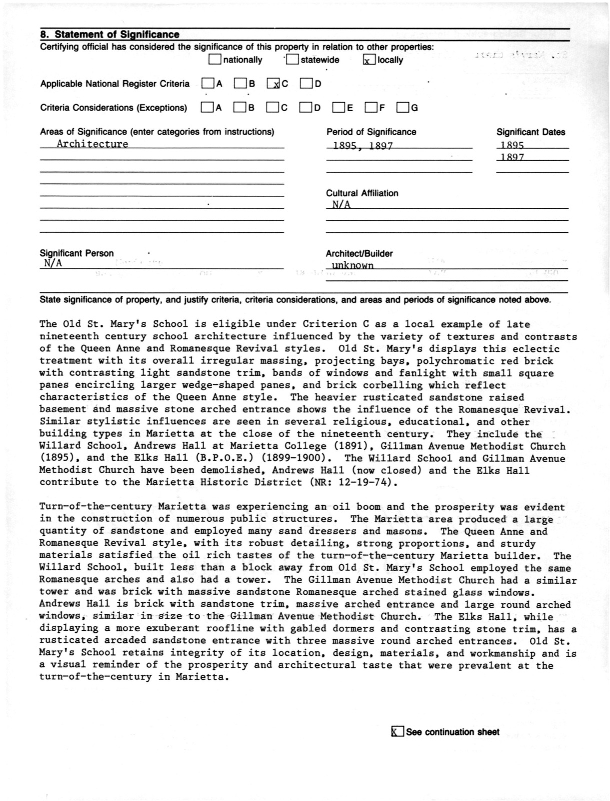 St. Mary's School, Old, photograph from the federal nomination