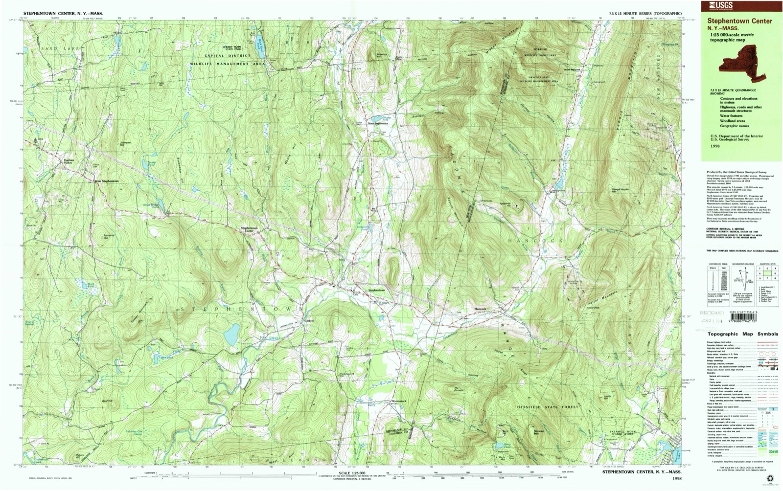 Topographic sheet of Hancock, surveyed 1998