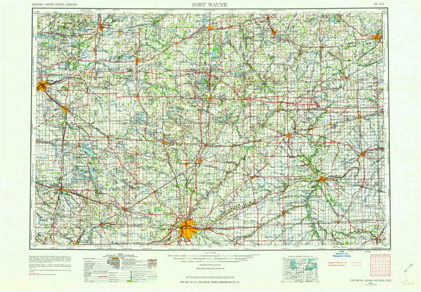 Topographic sheet of Lichtys Parcels, surveyed 1953