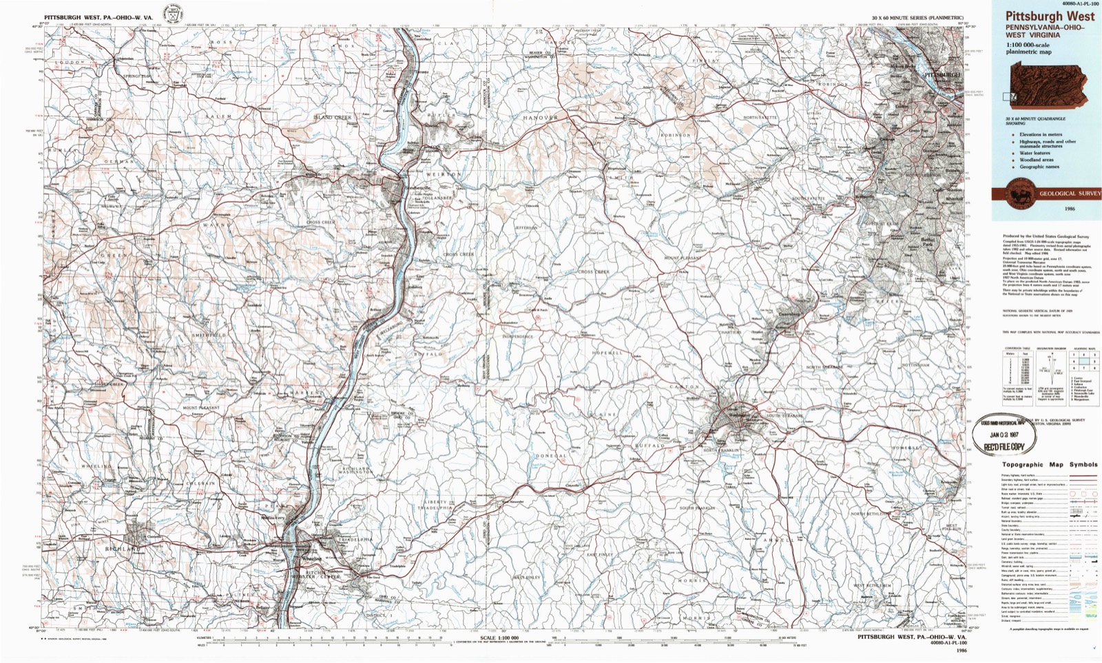 Topographic sheet of Belknap, surveyed 1986