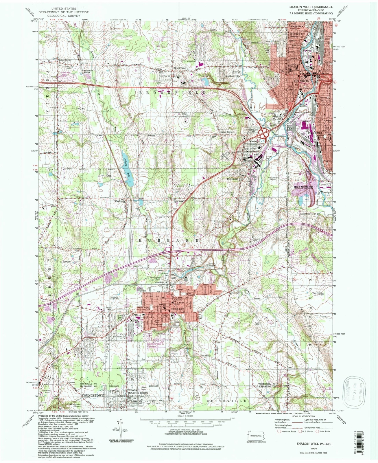 Topographic sheet of Hells Corners, surveyed 1994