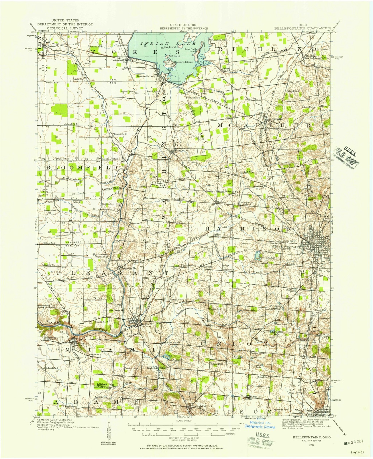 Topographic sheet of De Graff, surveyed 1913