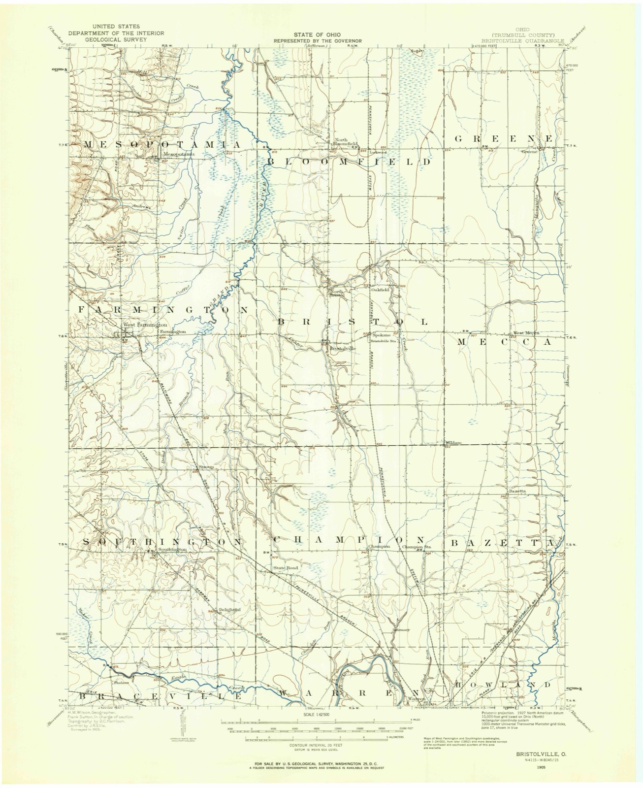 Topographic sheet of Oakfield, surveyed 1905