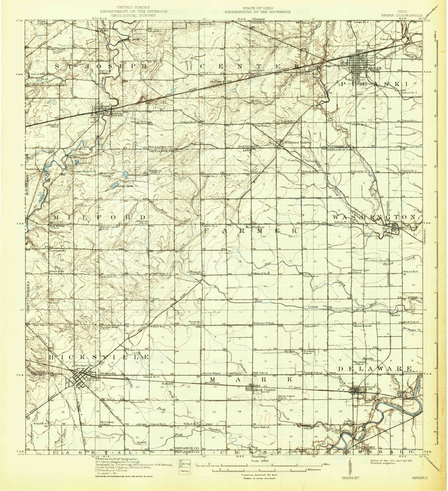 Topographic sheet of Farmer, surveyed 1914
