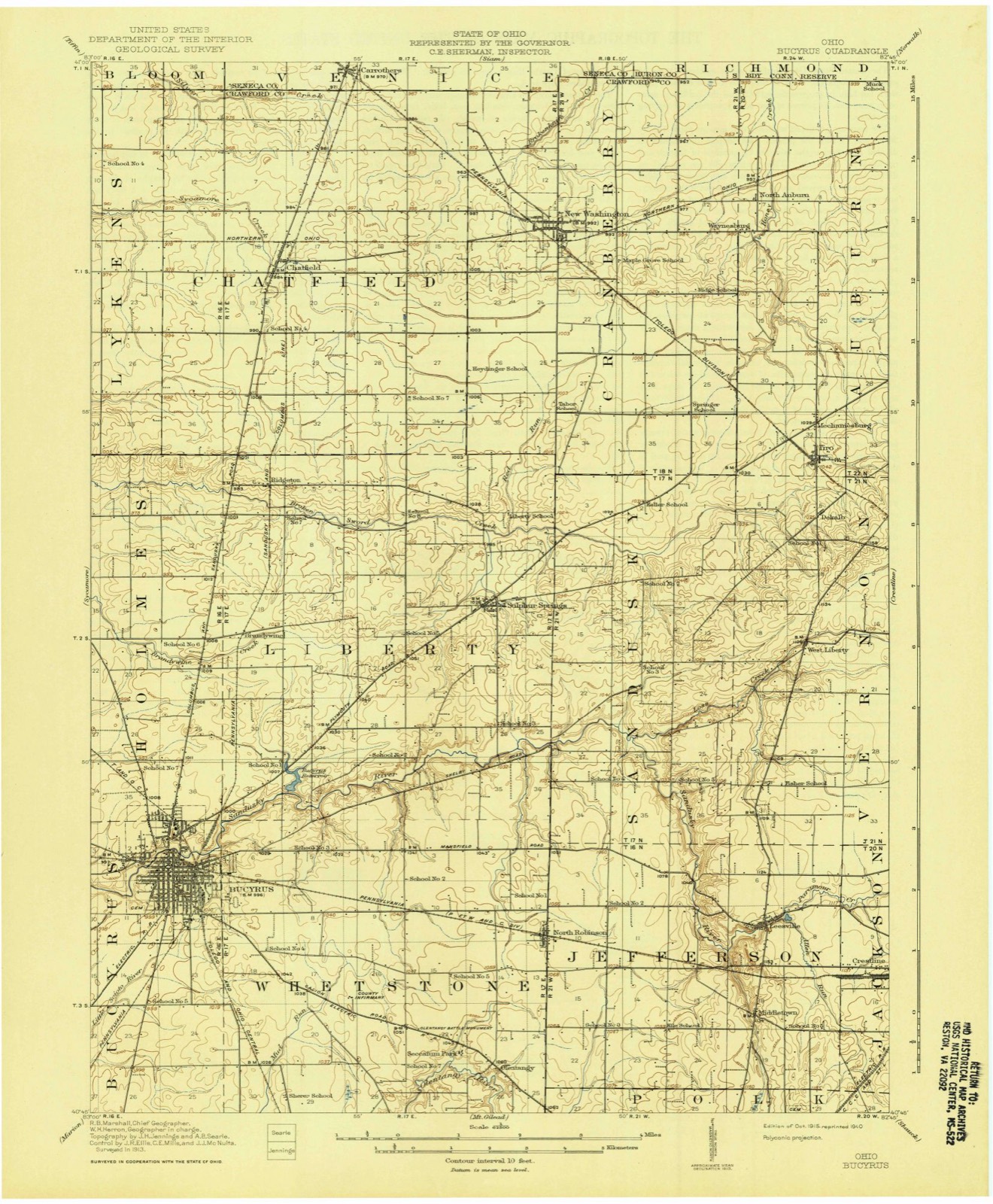 Topographic sheet of Bucyrus, surveyed 1915