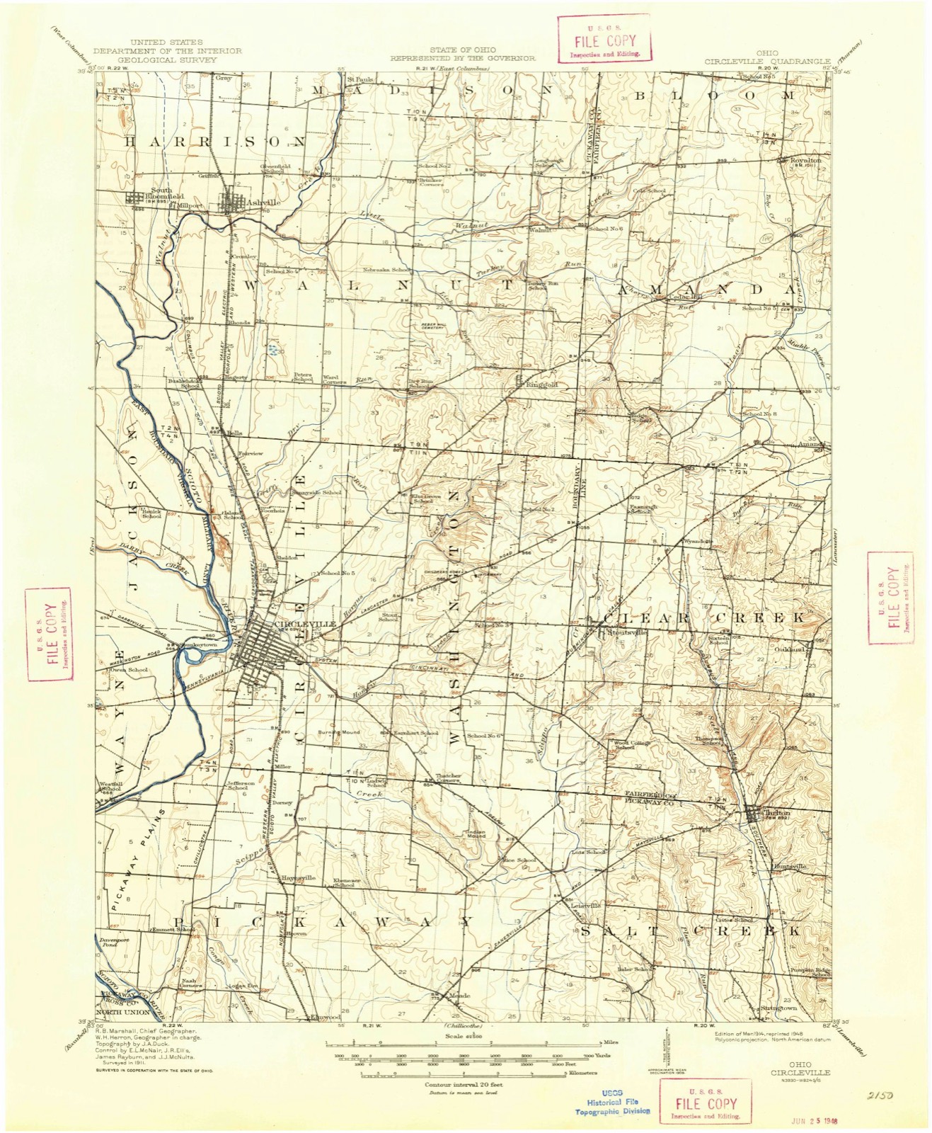 Topographic sheet of Stringtown, surveyed 1914