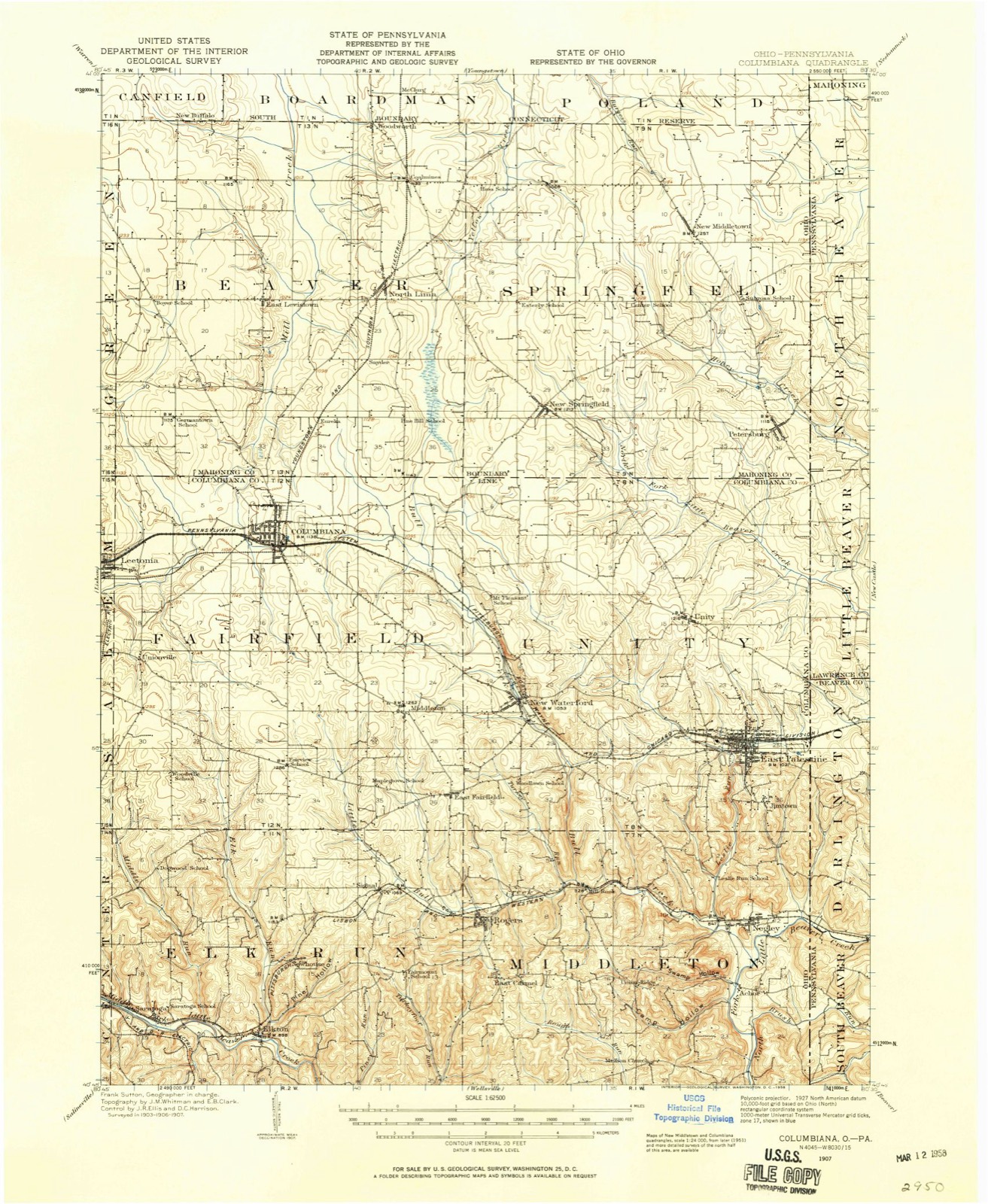 Topographic sheet of Rogers, surveyed 1907