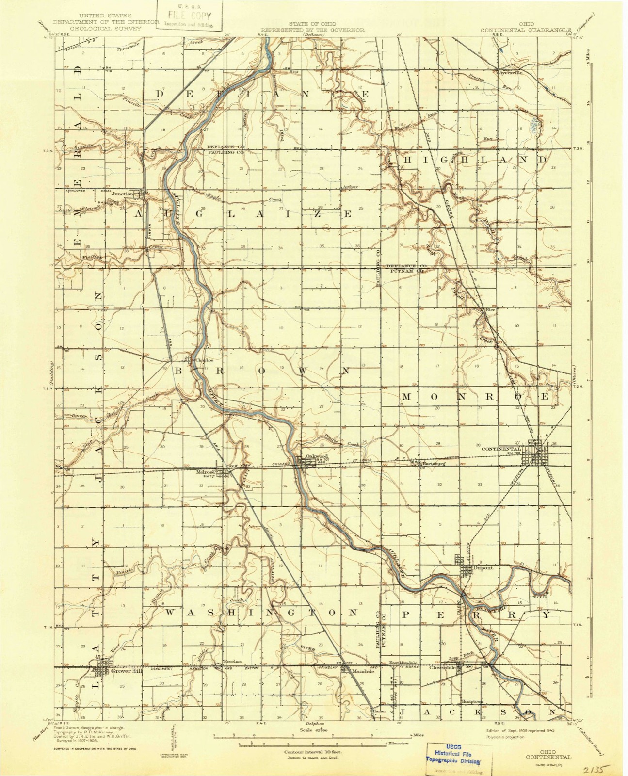 Topographic sheet of Junction, surveyed 1909