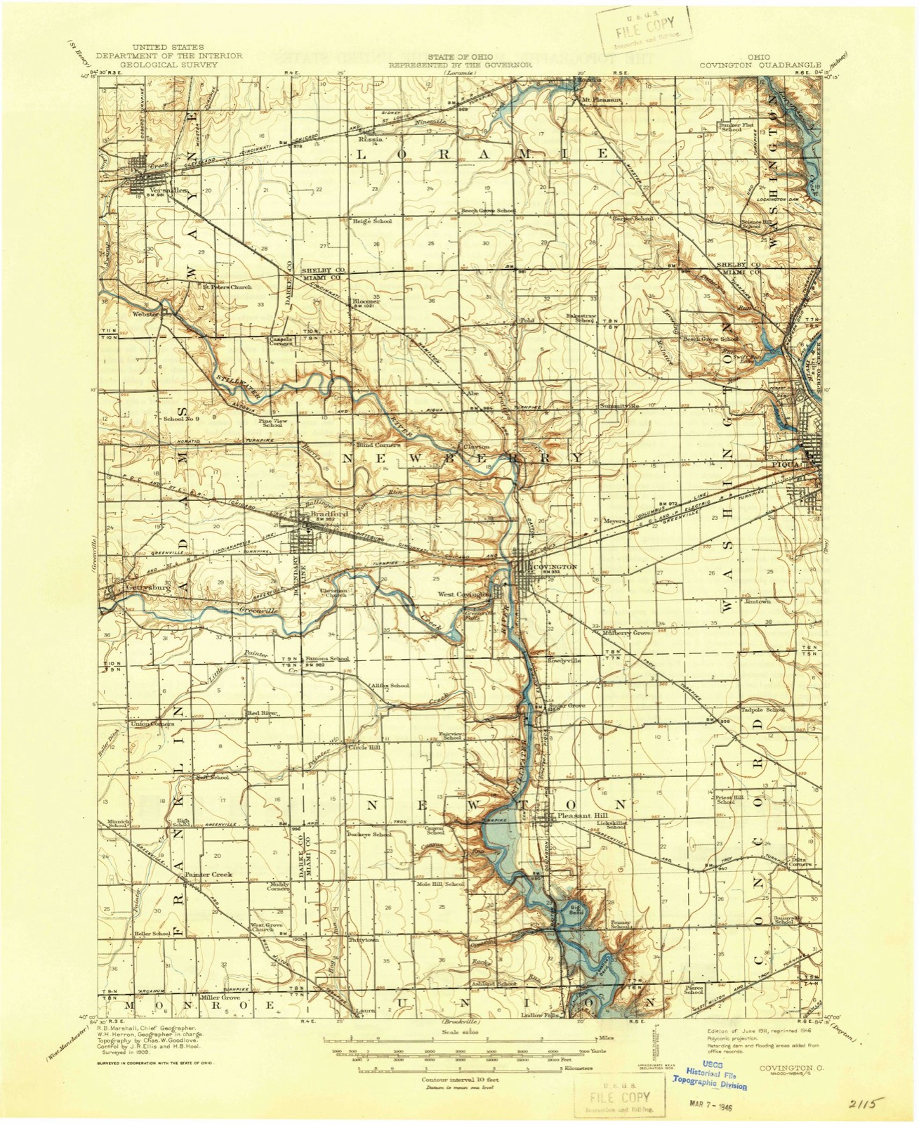 Topographic sheet of Bloomer, surveyed 1911
