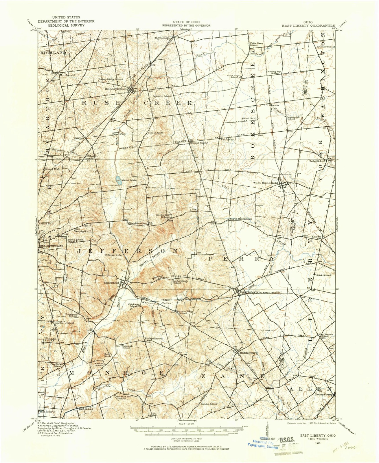 Topographic sheet of Rushsylvania, surveyed 1913