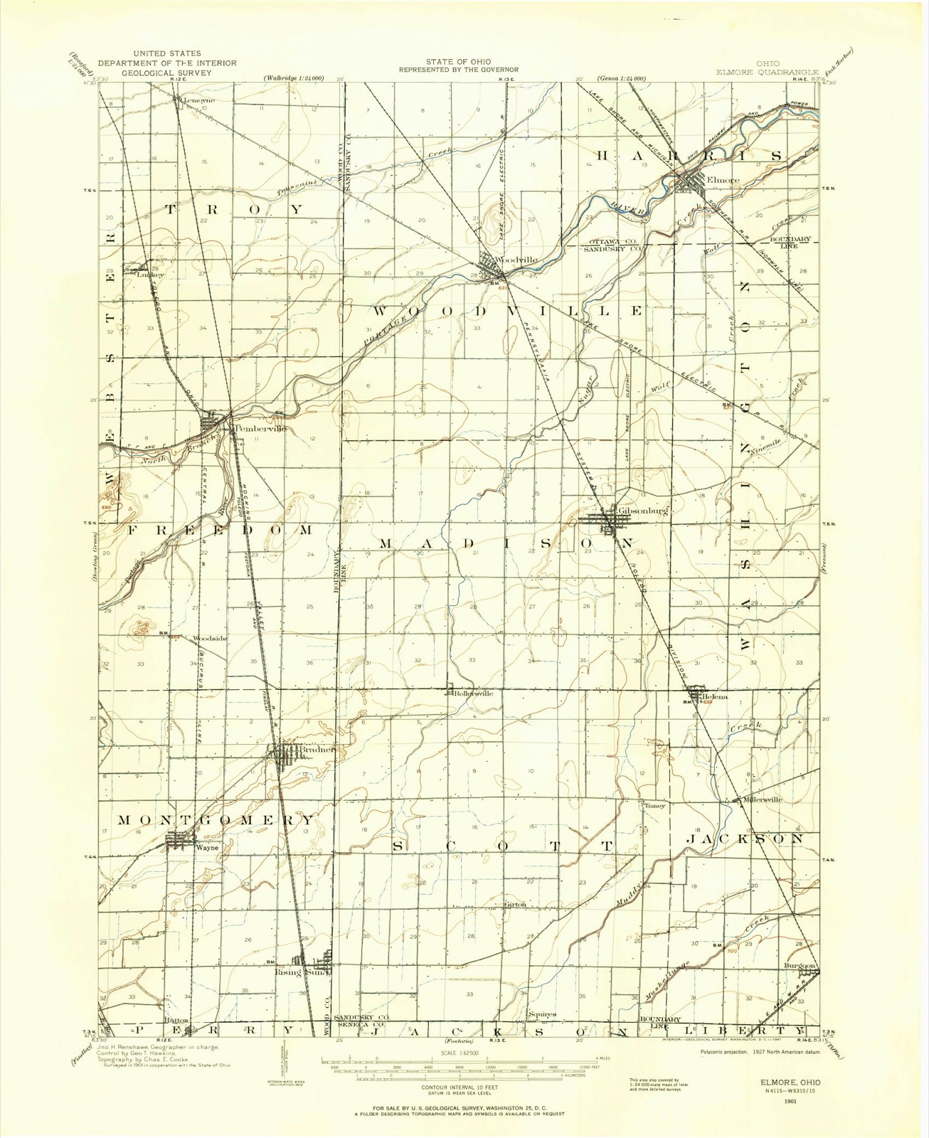 Topographic sheet of Tinney, surveyed 1901