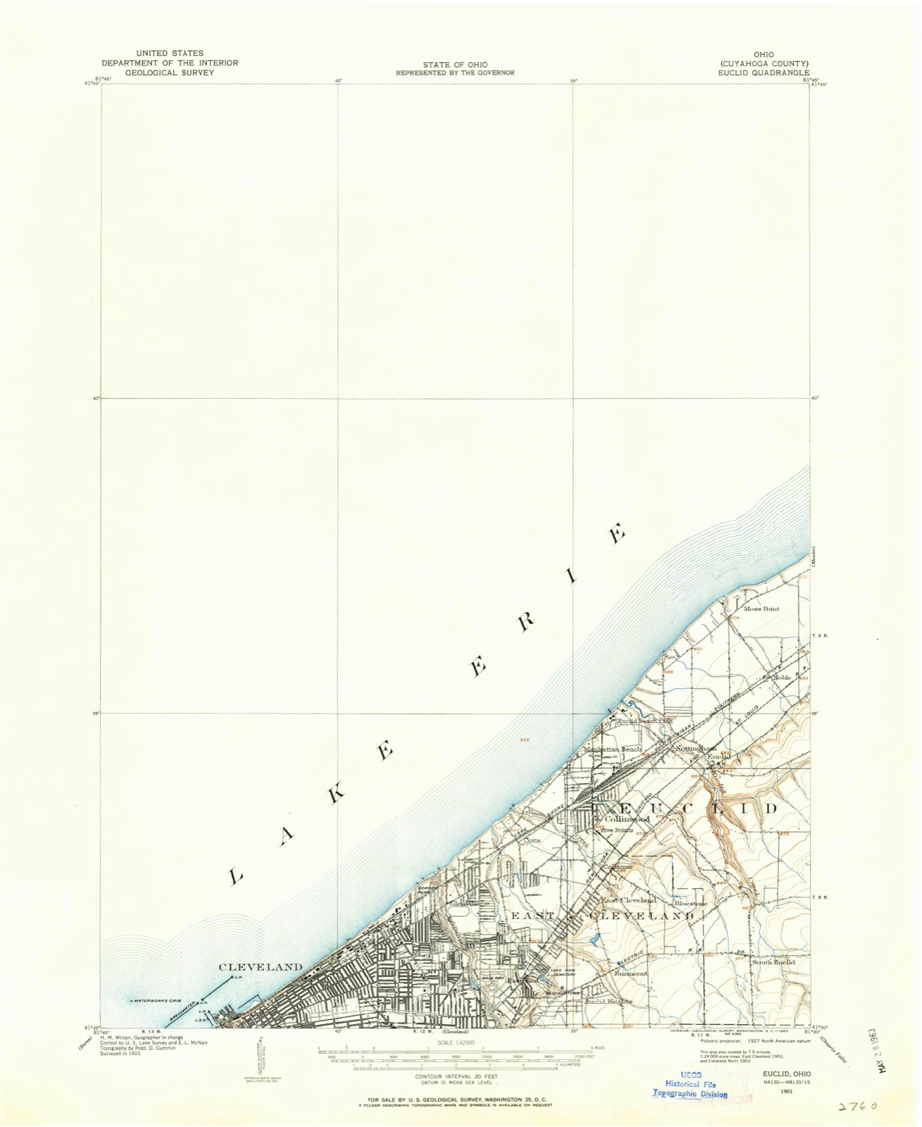 Topographic sheet of Manhattan Beach, surveyed 1901