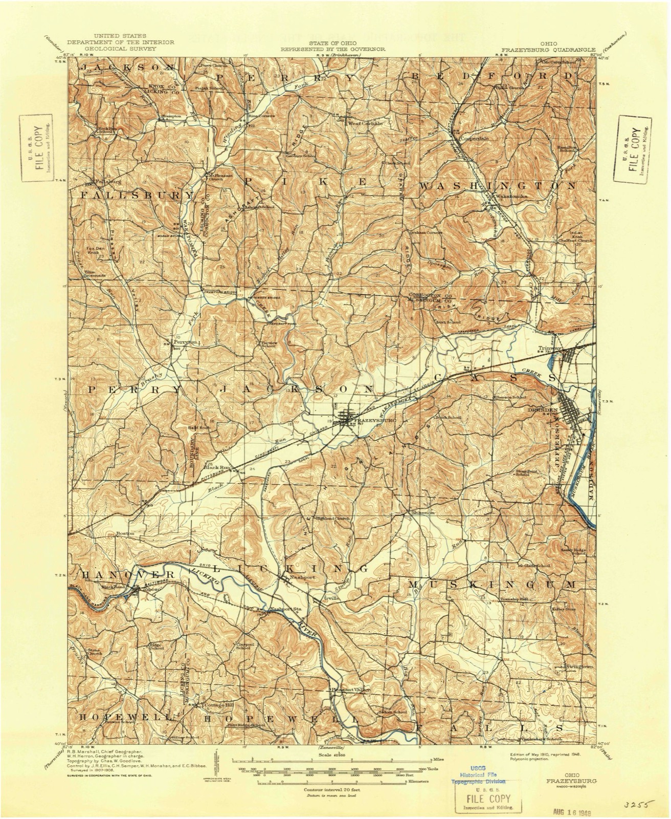 Topographic sheet of Stringtown, surveyed 1910