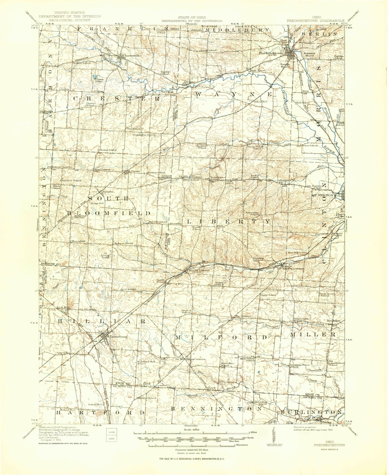 Topographic sheet of Brandon, surveyed 1915