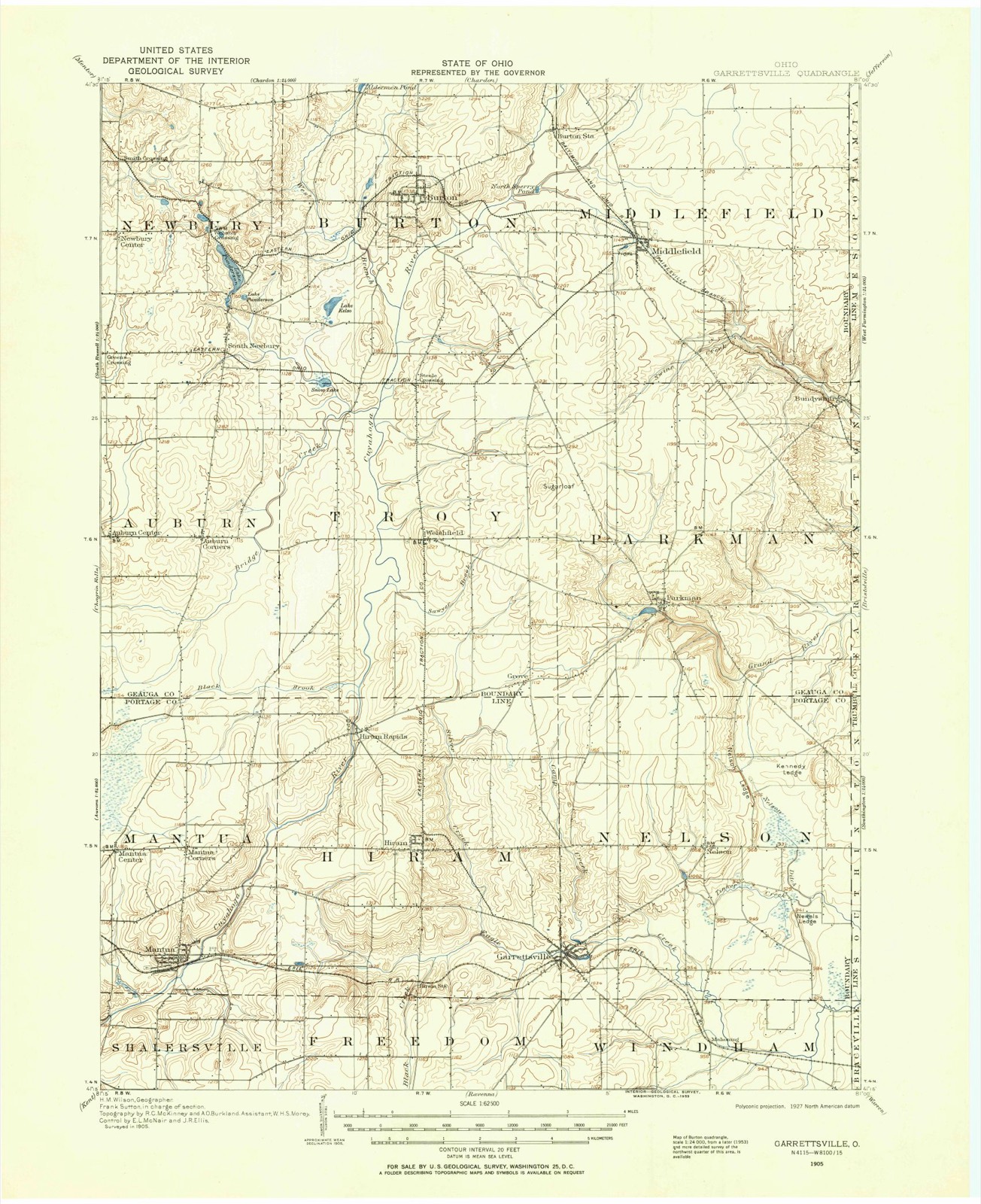Topographic sheet of Middlefield, surveyed 1905