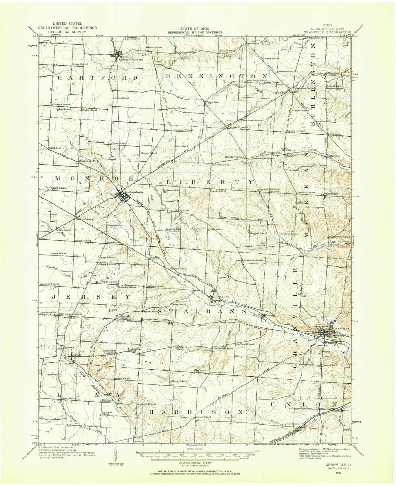 Topographic sheet of Appleton, surveyed 1908