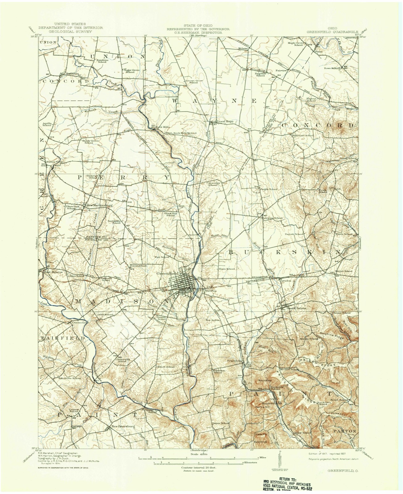 Topographic sheet of Lyndon, surveyed 1917