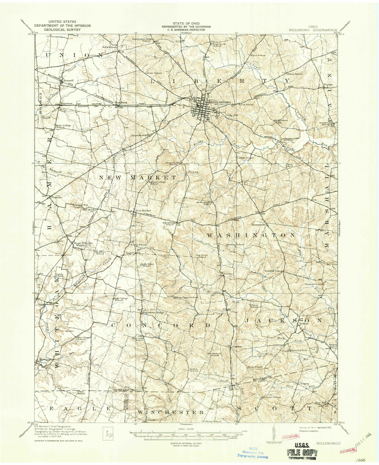 Topographic sheet of Fairview, surveyed 1917