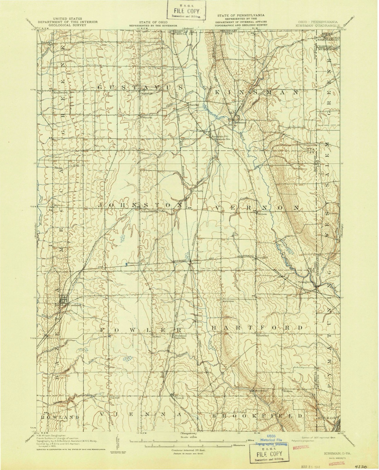 Topographic sheet of Fowler, surveyed 1907