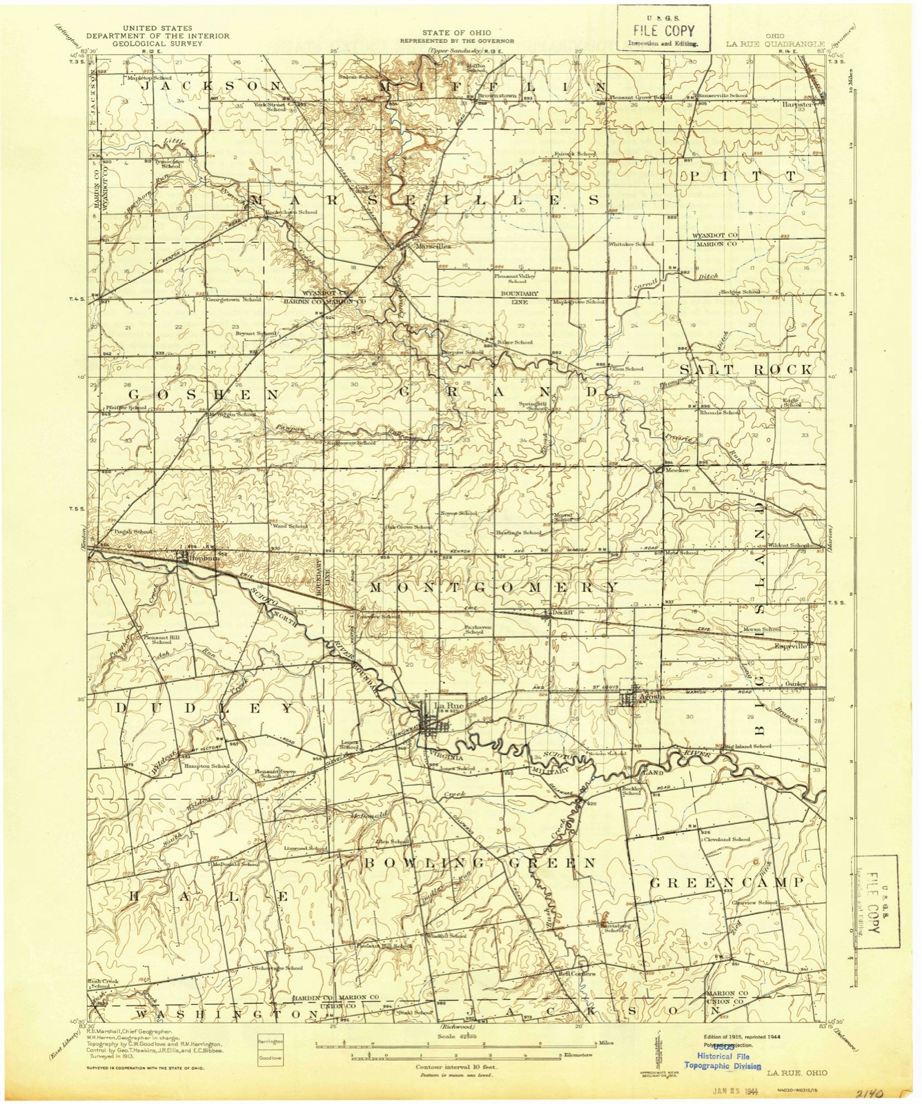 Topographic sheet of La Rue, surveyed 1915