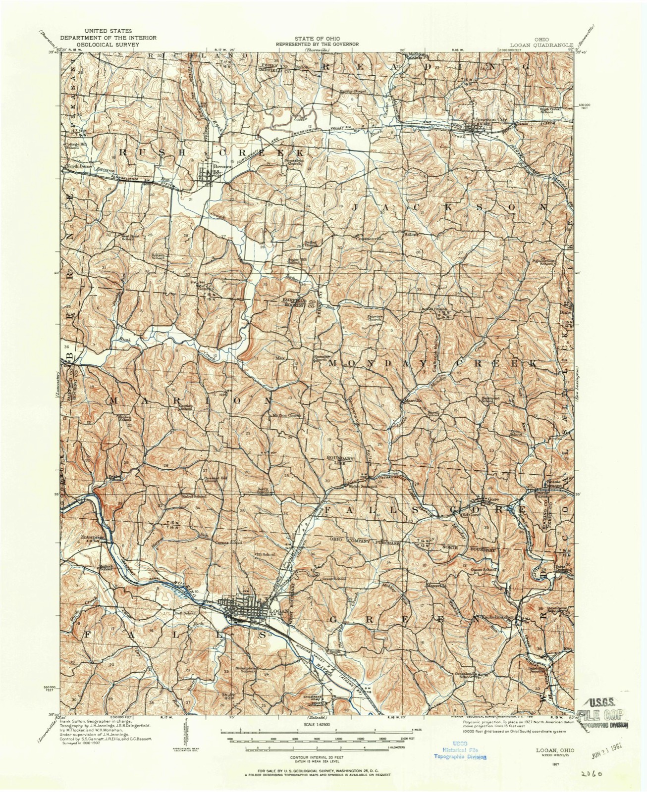 Topographic sheet of Logan, surveyed 1907