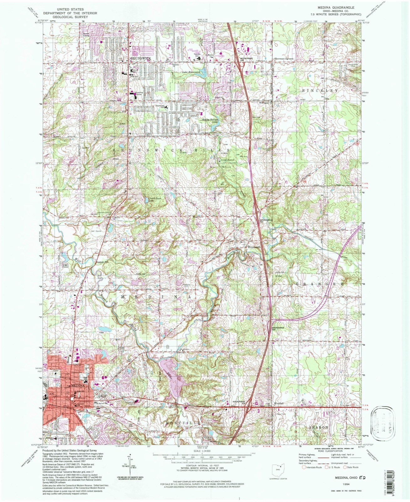 Topographic sheet of Brunswick, surveyed 1994